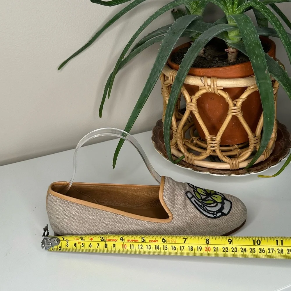 Stubbs & Wootton Lucky Clover Loafers Embroidered Linen Smoking Slippers 7.5 - Picture 11 of 13